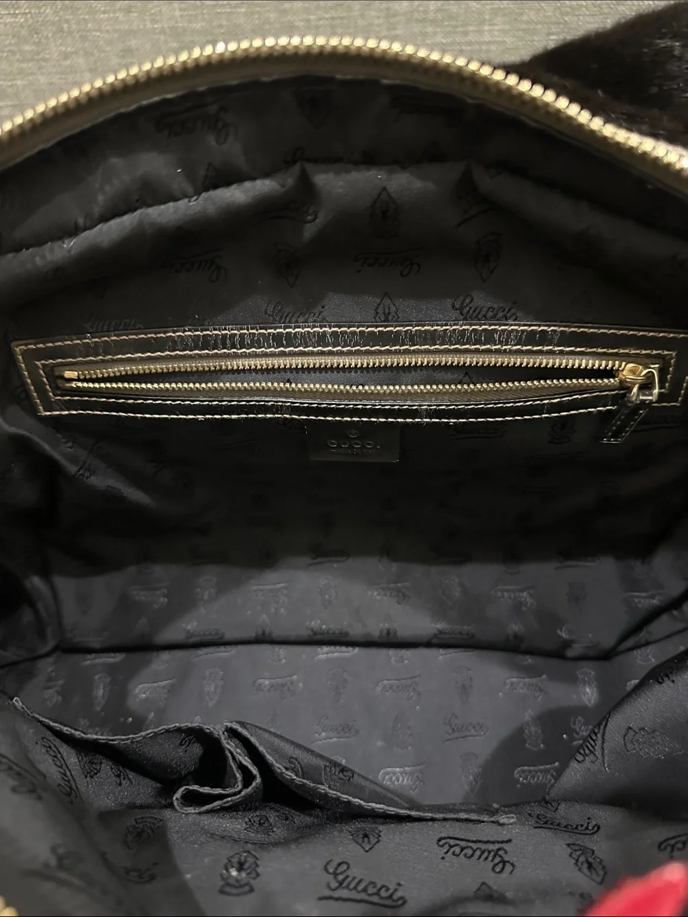 GUCCI metallic Silver and Black Top-Handle GUCCI bamboo LARGE purse